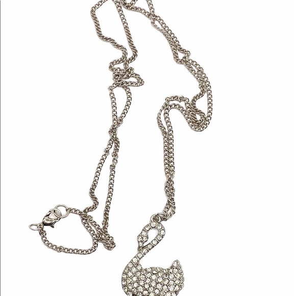 Swan Crystal Necklace Silver Tone 31” - Picture 11 of 13